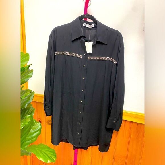 NWT Zara Studded Belted Mini Dress Sz XS - Picture 3 of 9